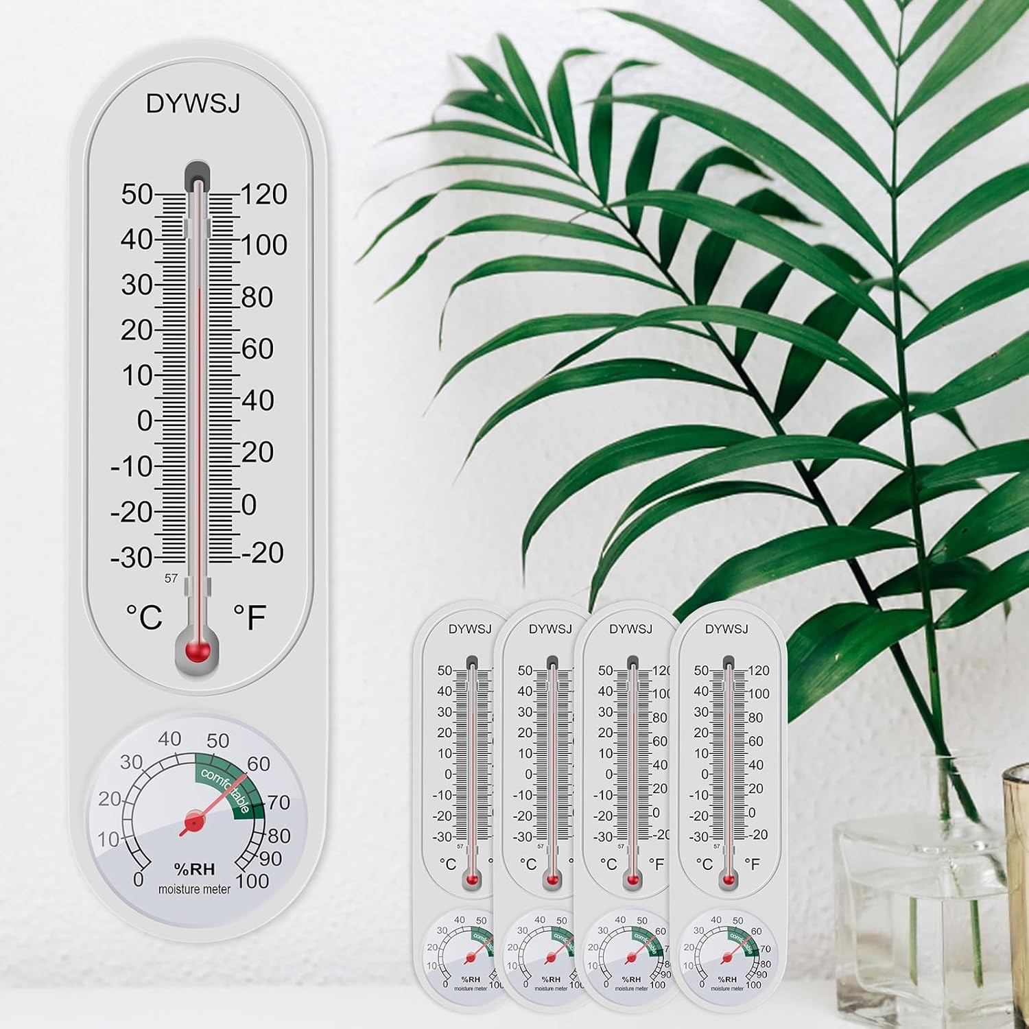 Digital Hygrometer Probe - เครื่องวัดอุณหภูมิและความชื้นแบบใช้ได้ทั้งภายนอกและภายในอาคาร พร้อมหน่วยเซลเซียส/ฟาเรนไฮต์ ℃ / ℉ สำหรับลานบ้าน