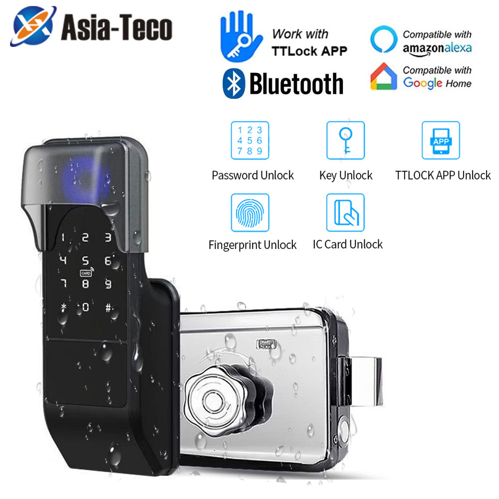 Glass Door Hinge - IP65 กันน้ํา TTLock ลายนิ้วมือสมาร์ทประตูล็อคกลางแจ้งประตูบลูทูธรหัสผ่าน 13.56MHz IC