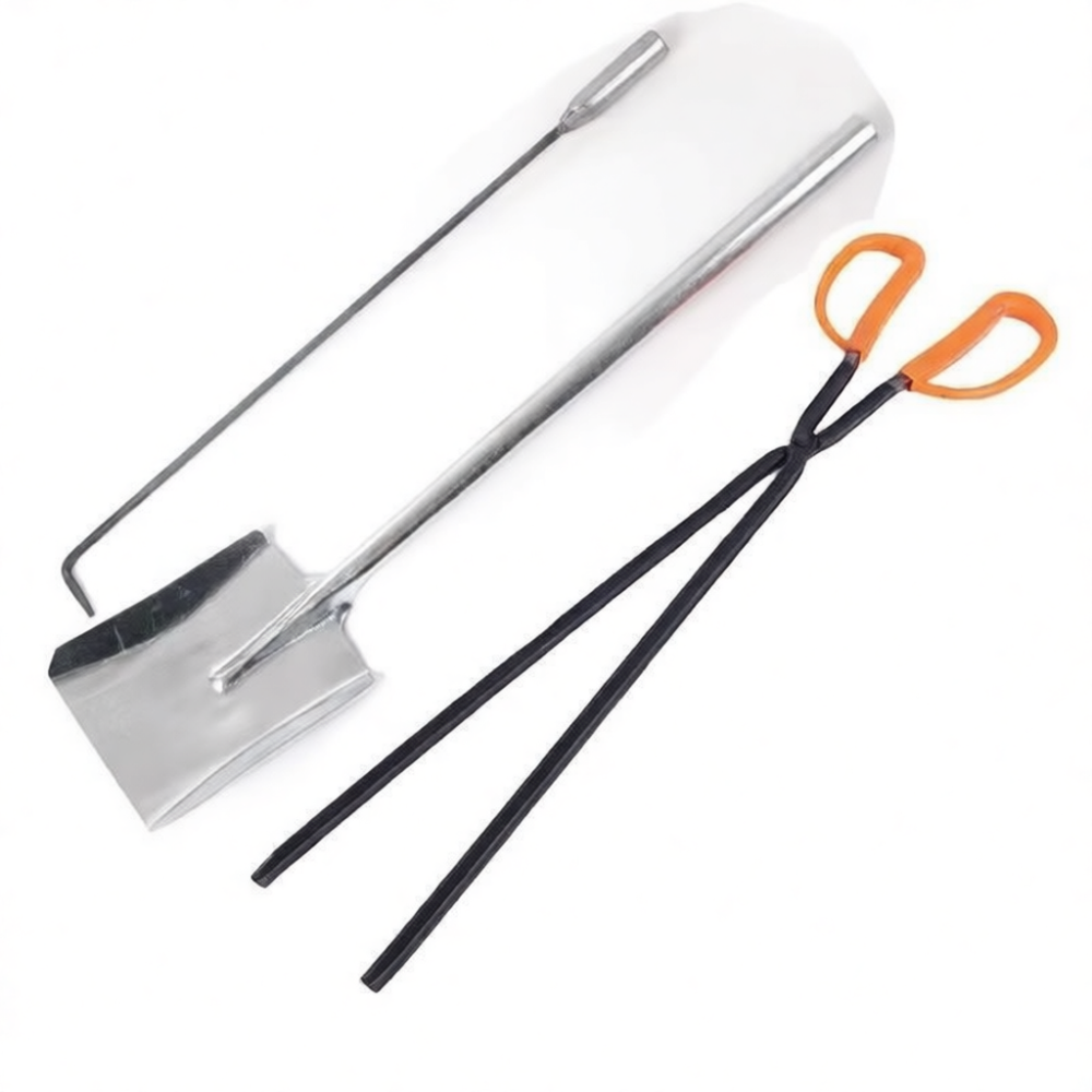 Feeding Tong Stainless - ชุดอุปกรณ์ทำความสะอาดเตาผิง ตะขอเกี่ยวถ่านสแตนเลส ที่ตักถ่าน ที่คีบถ่าน สำหรับการบำรุงรักษาเตาผิงไม้ในบ้าน