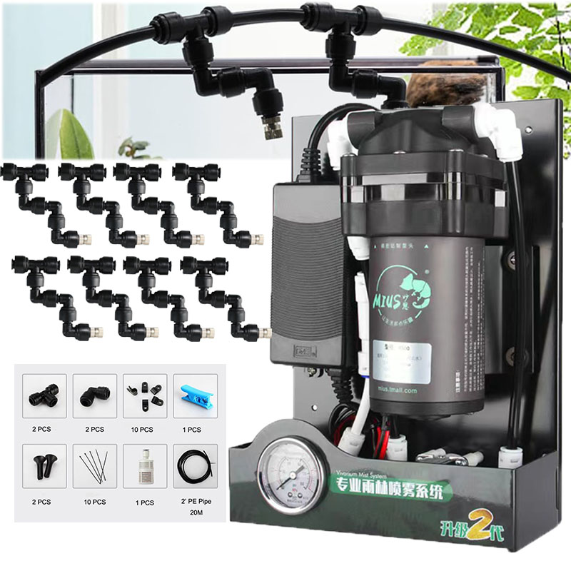 Misting Nozzle Reptile - ระบบพ่นหมอกสัตว์เลื้อยคลานพร้อมปั๊มปรับได้360 ° หัวฉีดหมอกกรองและท่อสำหรับลานภายนอก
