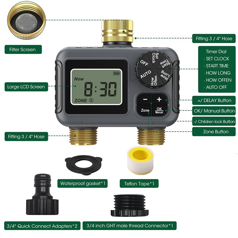 AY14 - ตัวตั้งเวลาการรดน้ำอัตโ - Timer Dual Outlet บทวิจารณ์และราคา