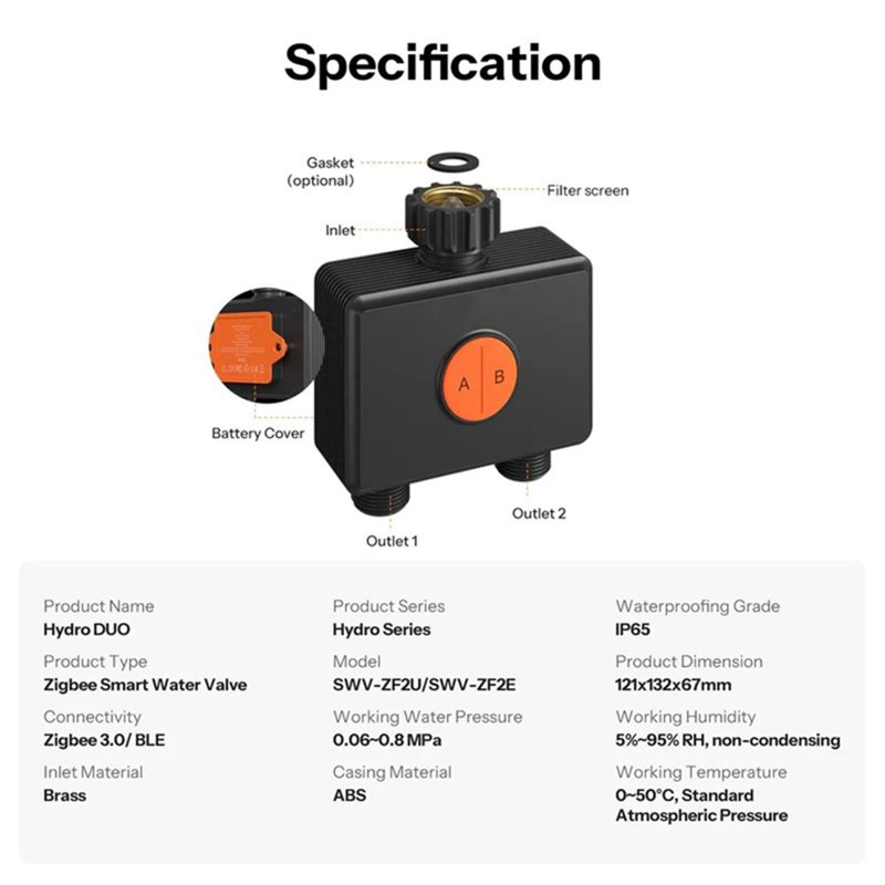 วาล์วน้ำอัจฉริยะแบบสองทาง A59Z - Timer Dual Outlet บทวิจารณ์และราคา