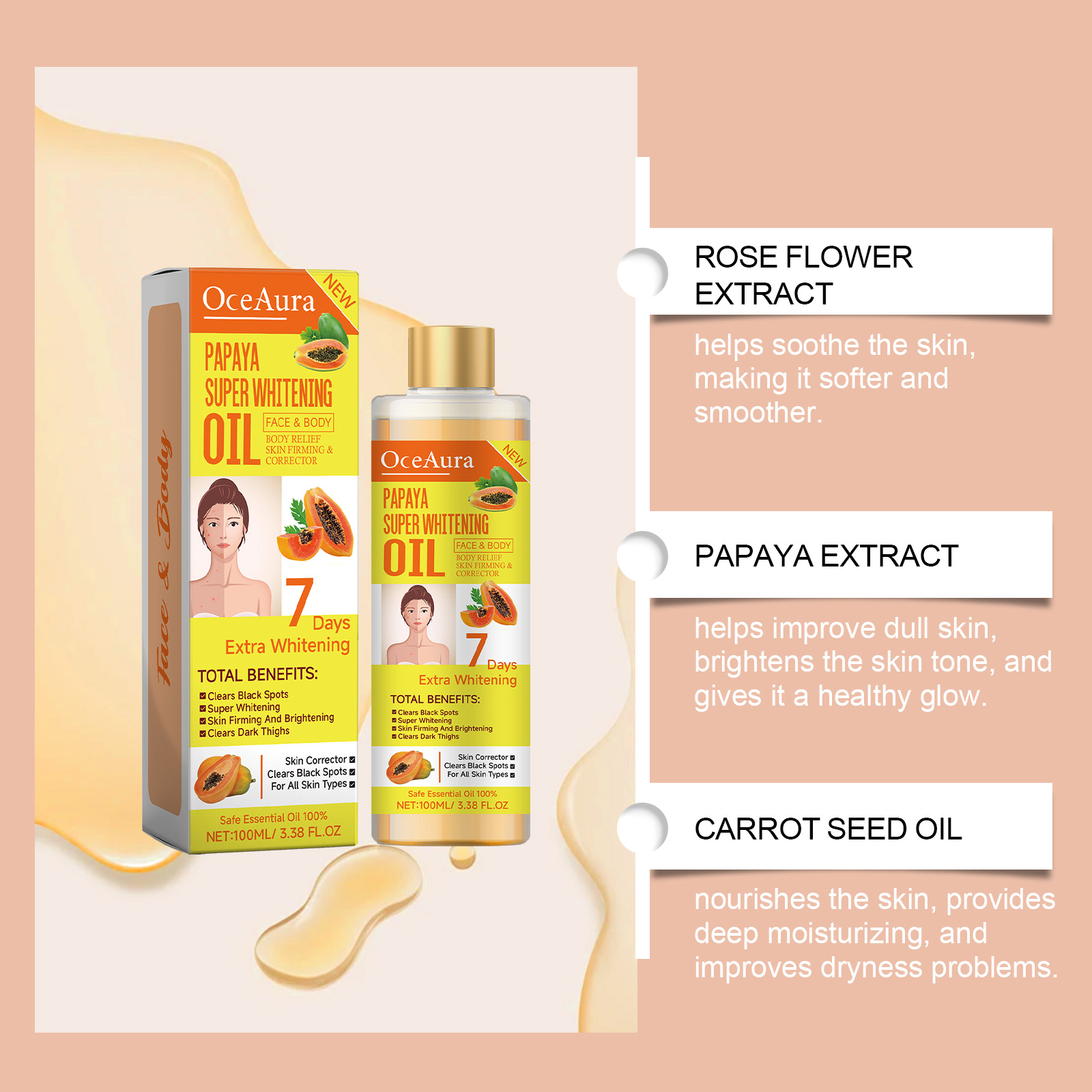 Body Whitening Oil 100ml ธรรมช - Substrate Coconut Fiber บทวิจารณ์และราคา